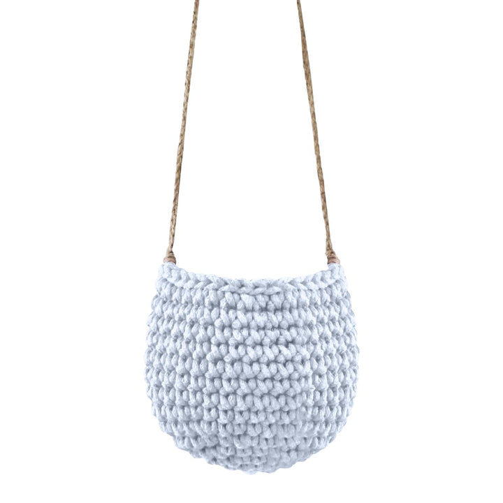 Crochet hanging basket, Small | BABY BLUE - Zuri House