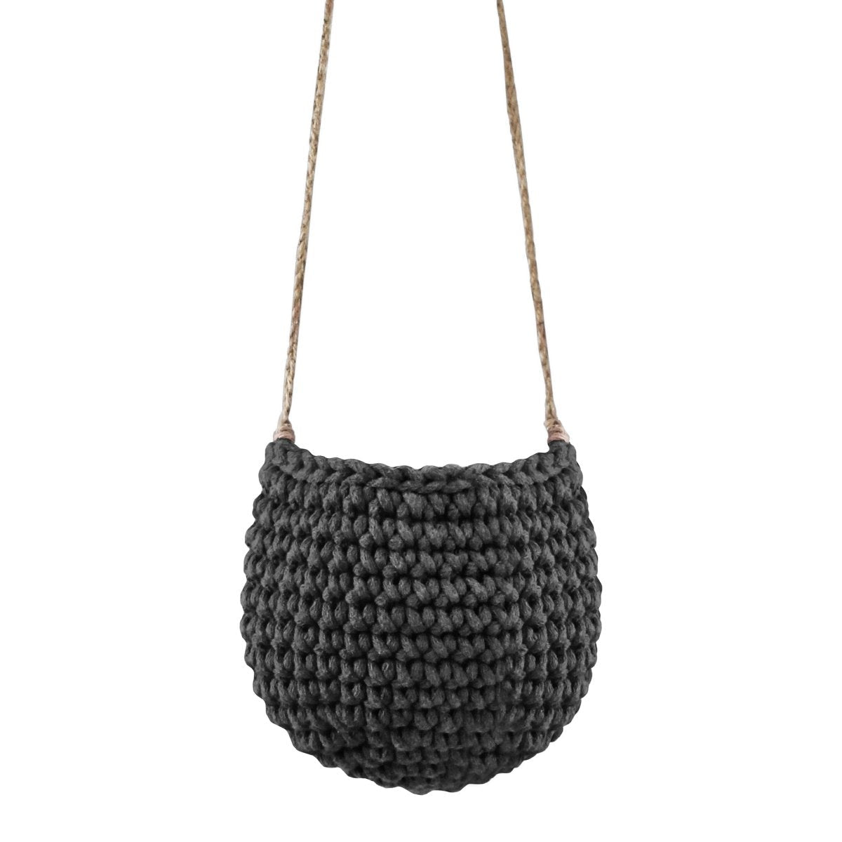 Crochet hanging basket, Small | CHARCOAL - Zuri House