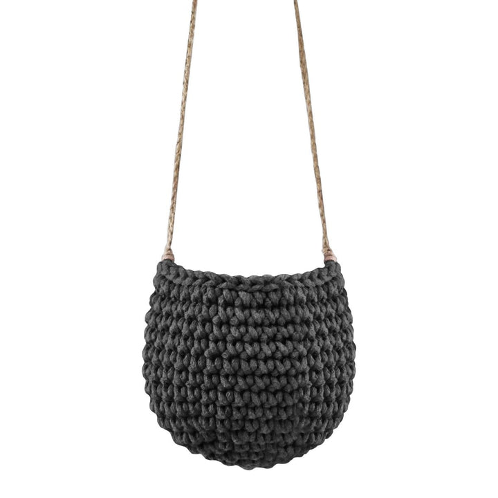 Crochet hanging basket, Small | CHARCOAL - Zuri House