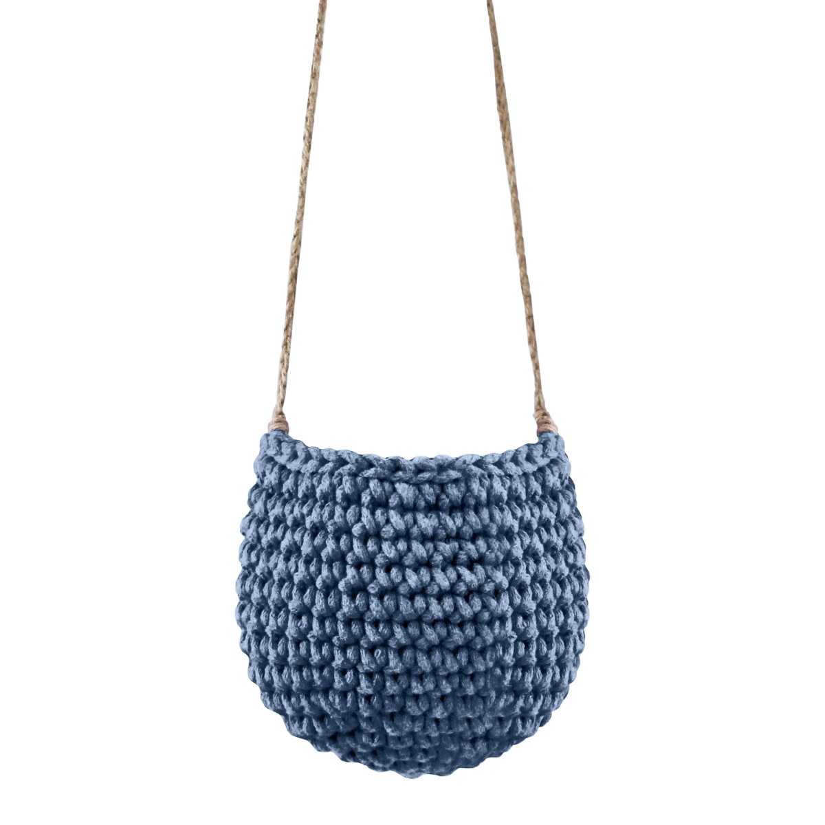 Crochet hanging basket, Small | DENIM BLUE - Zuri House