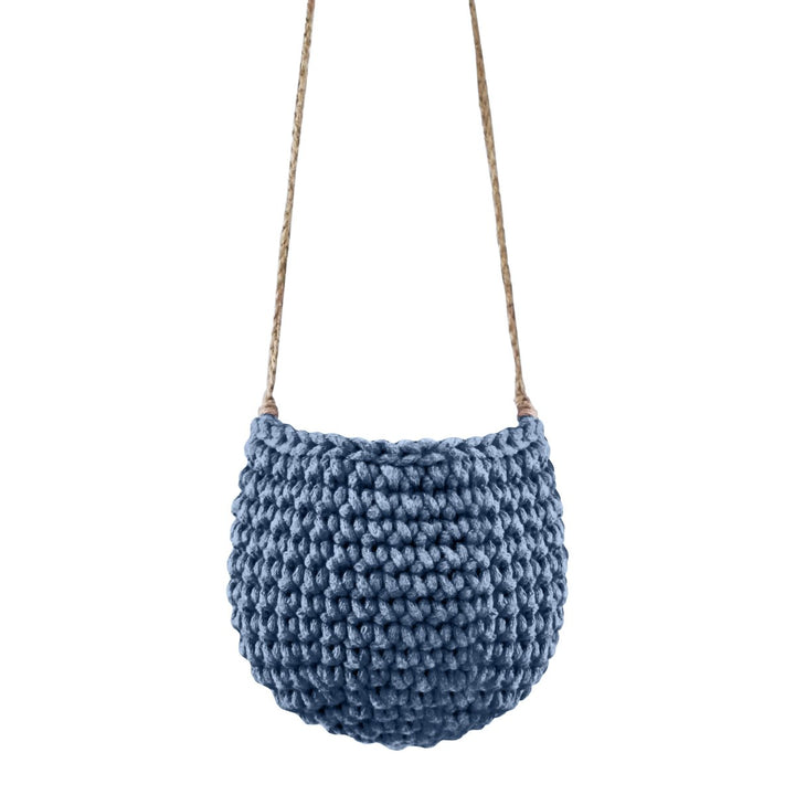 Crochet hanging basket, Small | DENIM BLUE - Zuri House