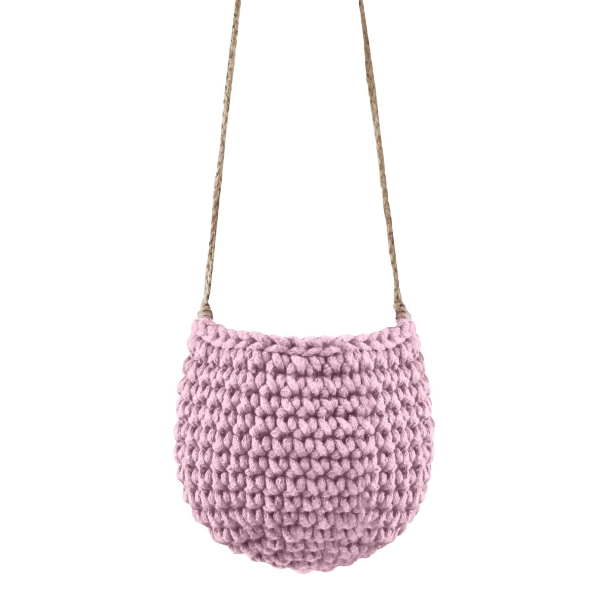 Crochet hanging basket, Small | DUSTY ROSE - Zuri House