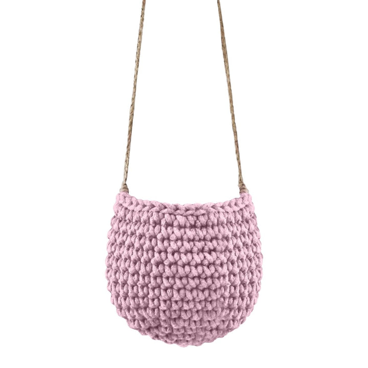 Crochet hanging basket, Small | DUSTY ROSE - Zuri House