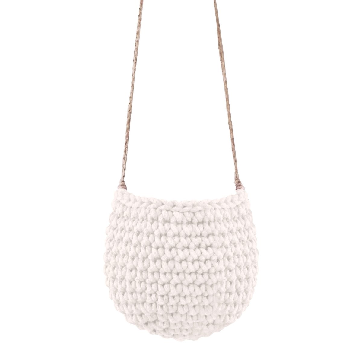 Crochet hanging basket, Small | IVORY - Zuri House