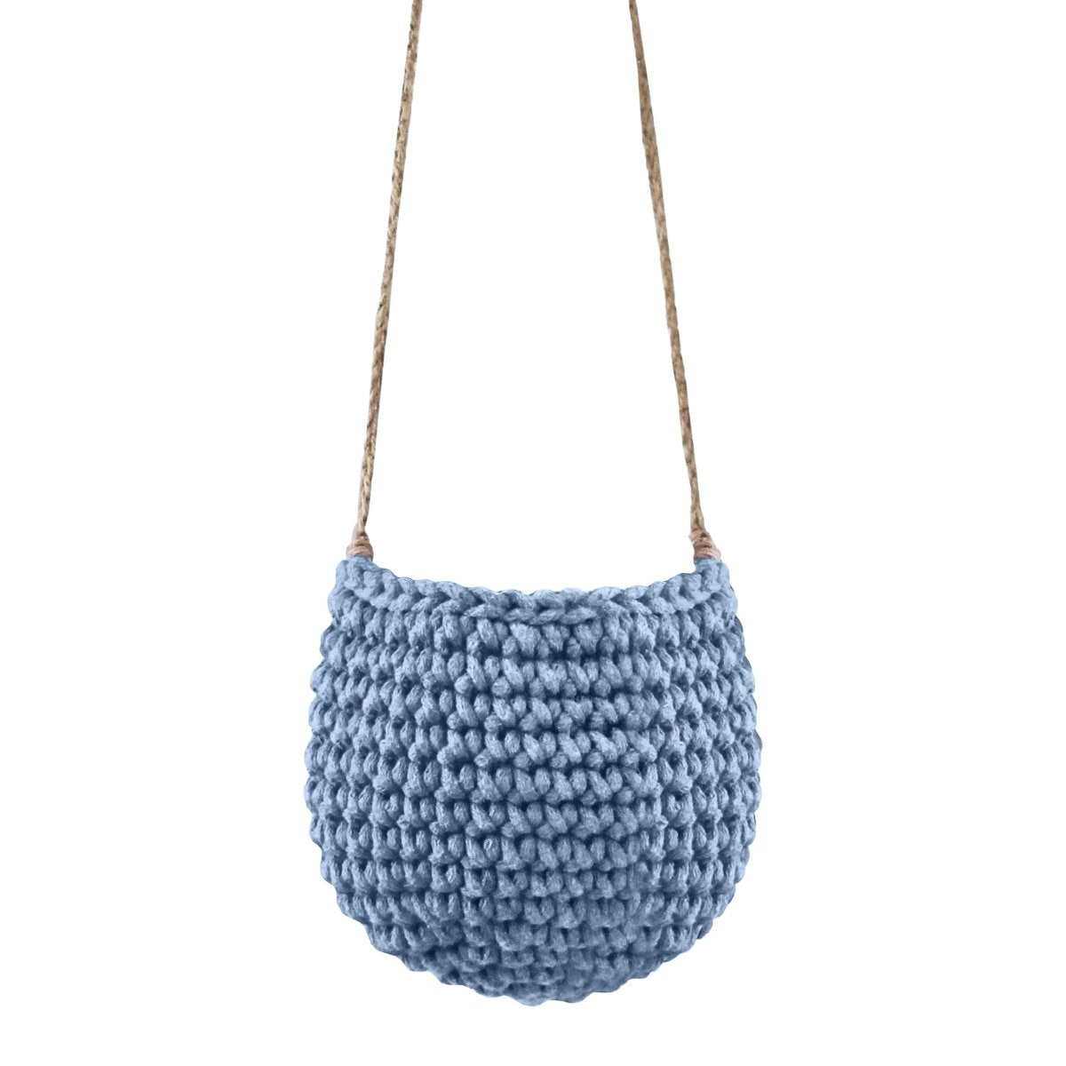 Crochet hanging basket, Small | LIGHT DENIM - Zuri House