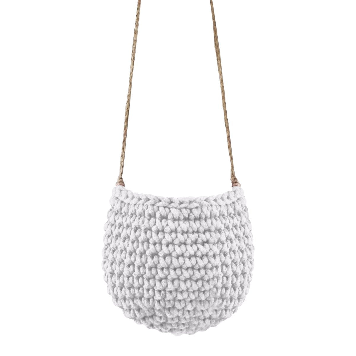 Crochet hanging basket, Small | LIGHT GREY - Zuri House
