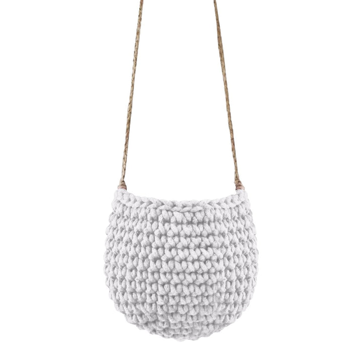 Crochet hanging basket, Small | LIGHT GREY - Zuri House