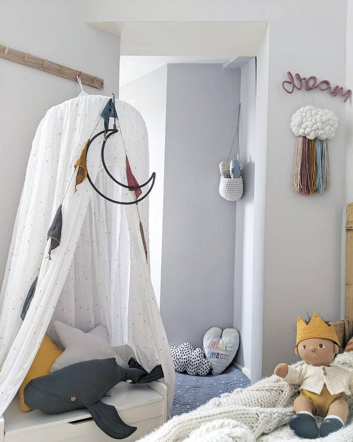 Crochet hanging basket, Small | LIGHT GREY - Zuri House
