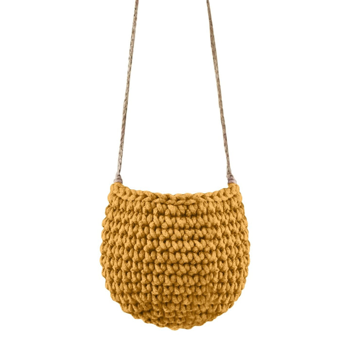Crochet hanging basket, Small | MUSTARD - Zuri House