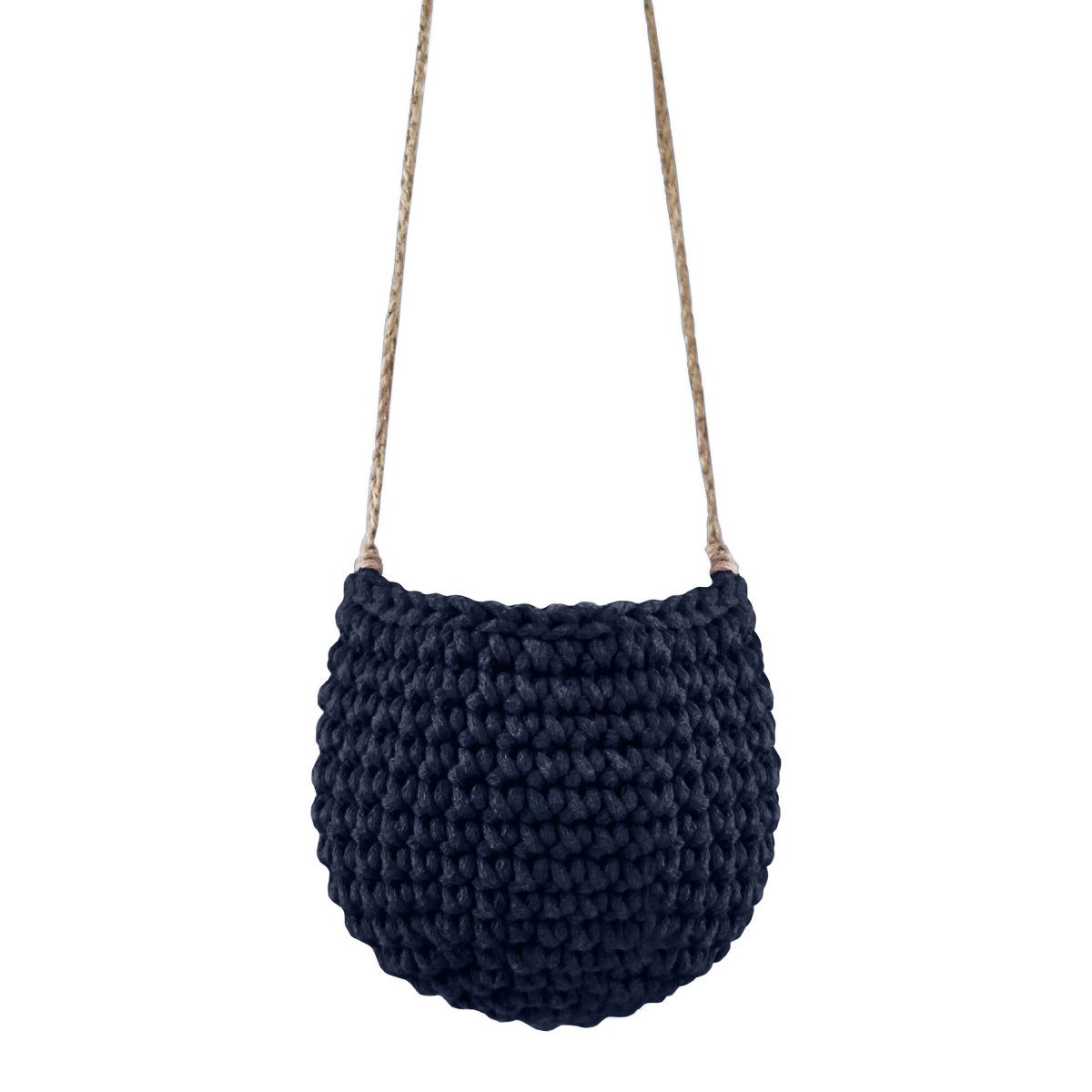 Crochet hanging basket, Small | NAVY BLUE - Zuri House