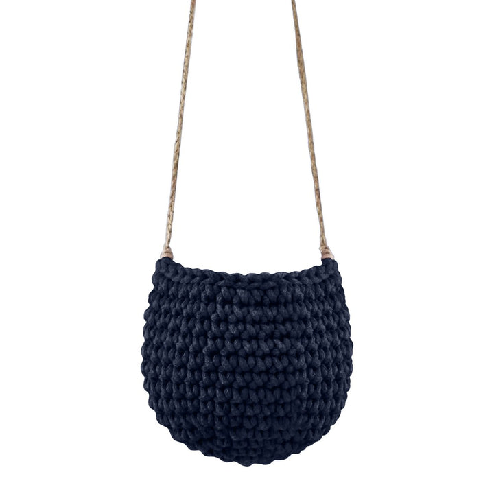 Crochet hanging basket, Small | NAVY BLUE - Zuri House