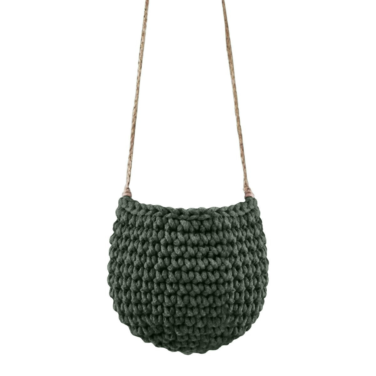 Crochet hanging basket, Small | OLIVE GREEN - Zuri House