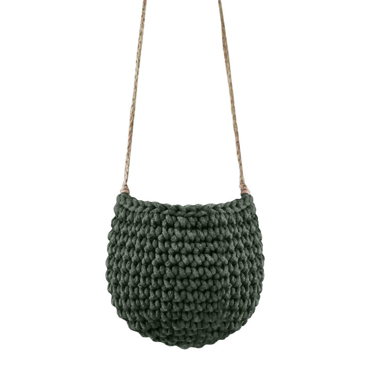 Crochet hanging basket, Small | OLIVE GREEN - Zuri House
