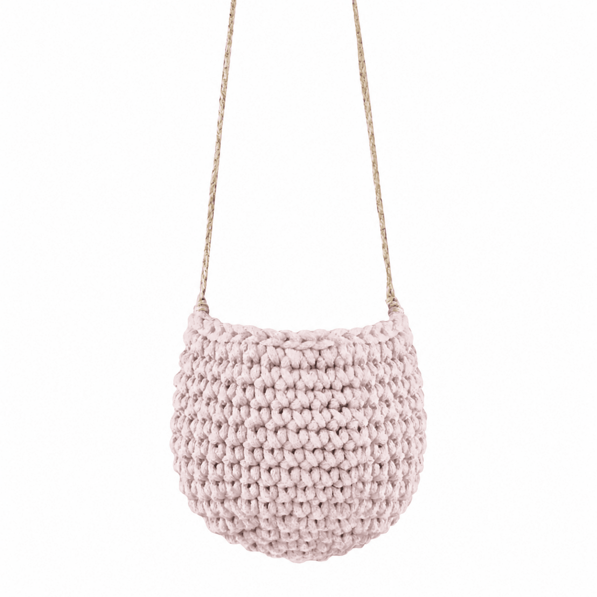 Crochet hanging basket, Small | PALE PINK - Zuri House
