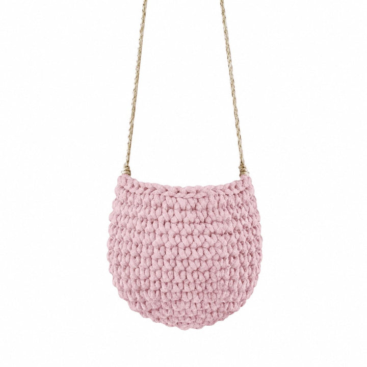 Crochet hanging basket, Small | POWDER PINK - Zuri House