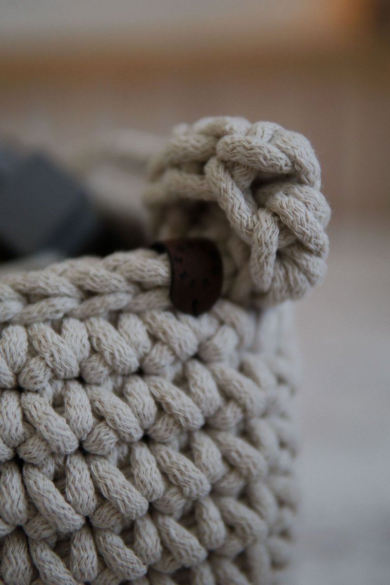 Crochet Hanging Bear basket | BEIGE - Zuri House