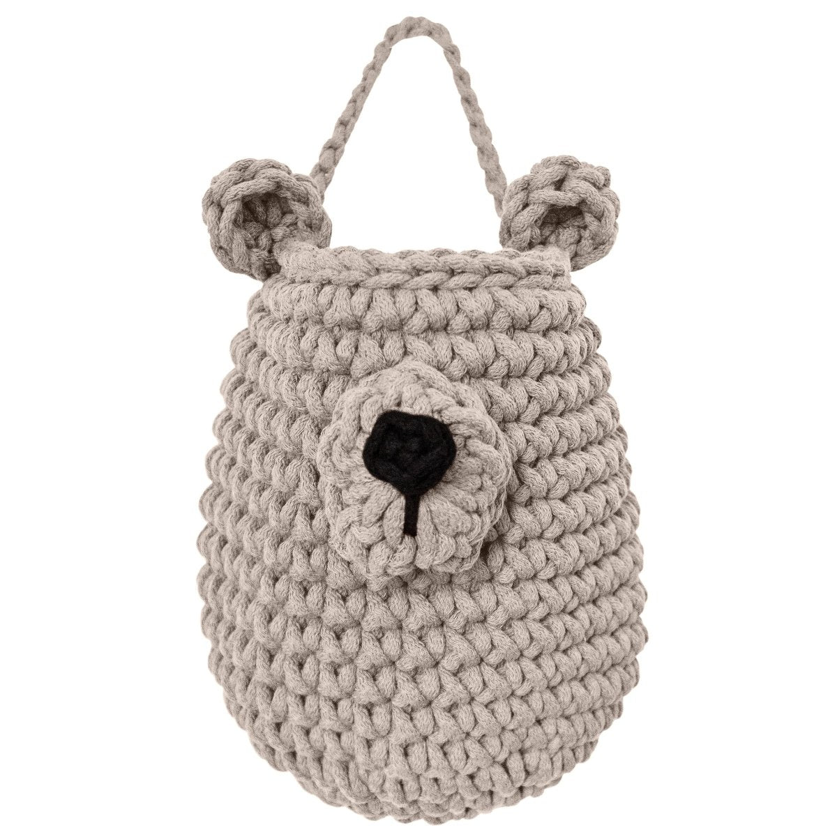 Crochet Hanging Bear basket | BEIGE - Zuri House