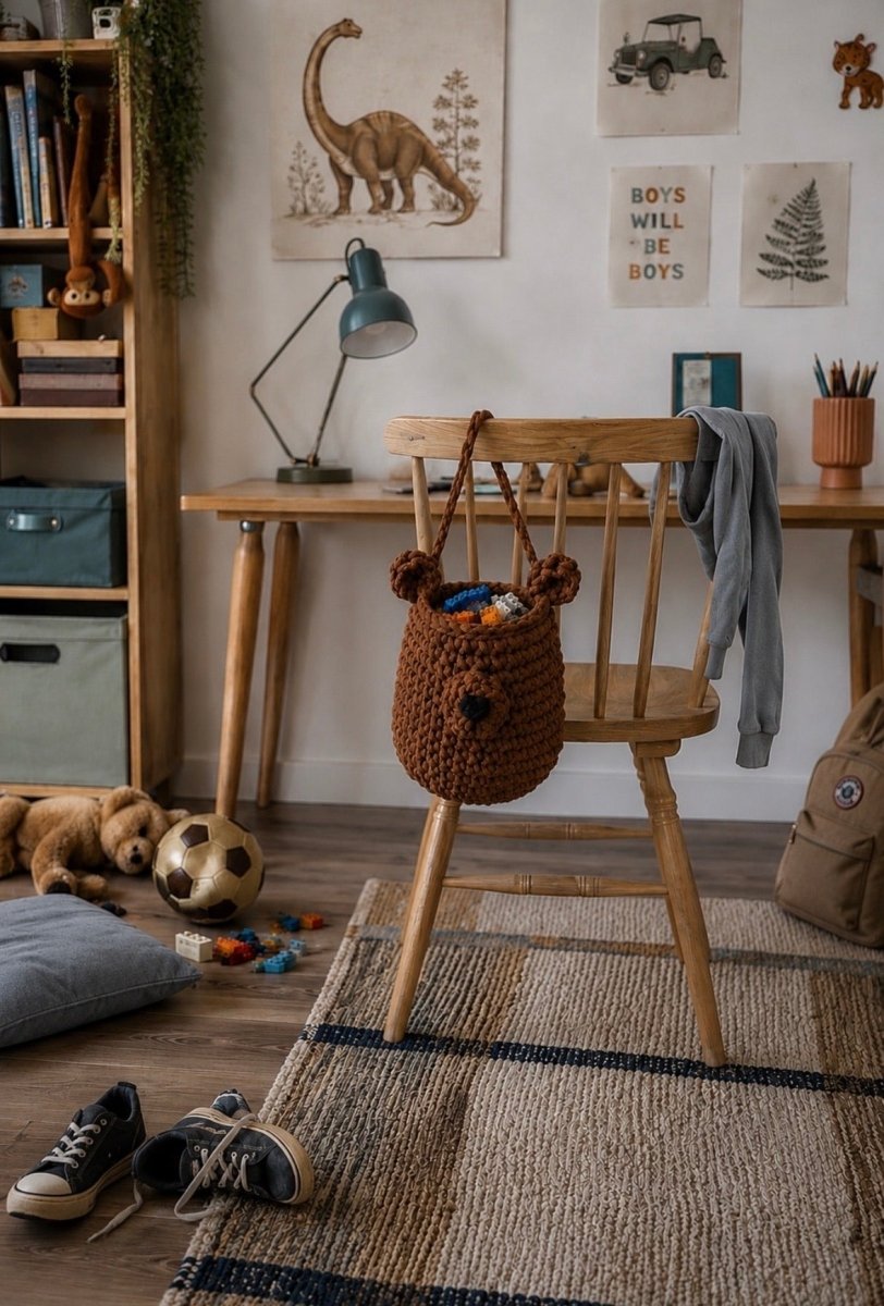 Crochet Hanging Bear Basket | CINNAMON - Zuri House