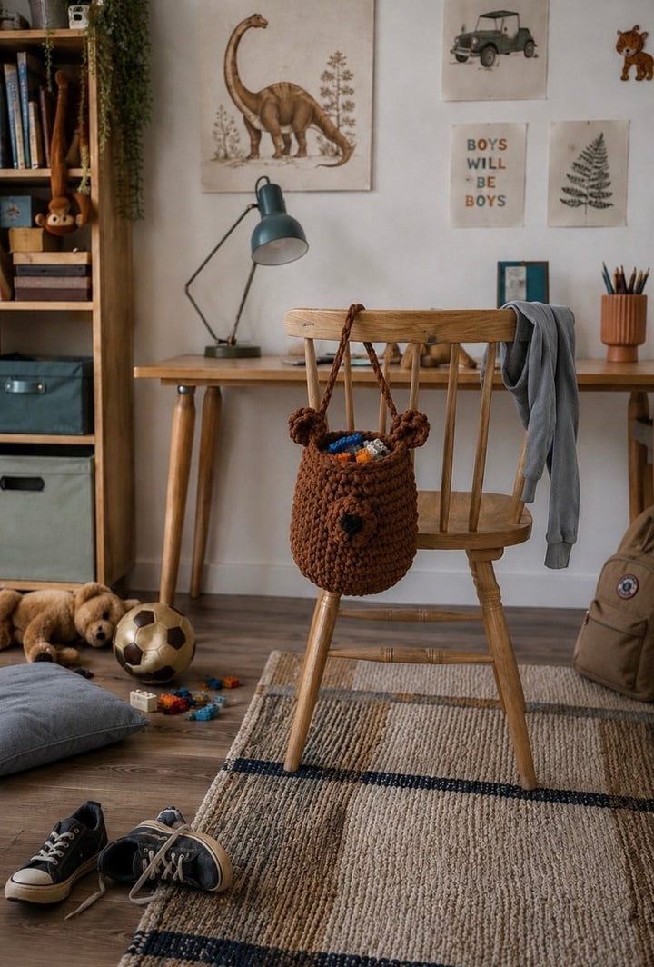 Crochet Hanging Bear Basket | CINNAMON - Zuri House