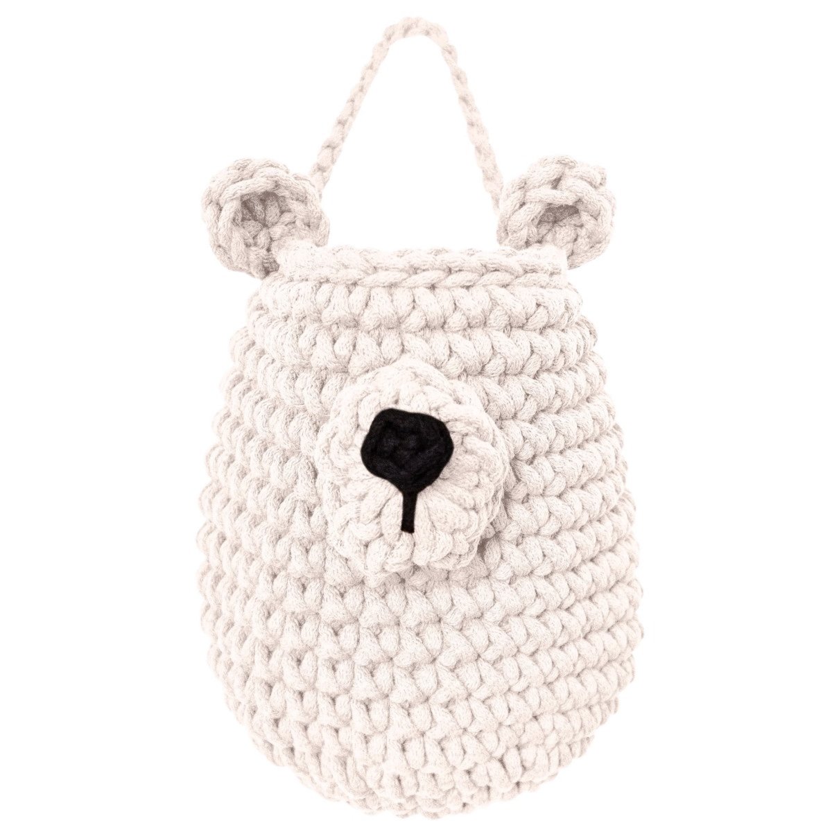 Crochet Hanging Bear Basket | IVORY - Zuri House