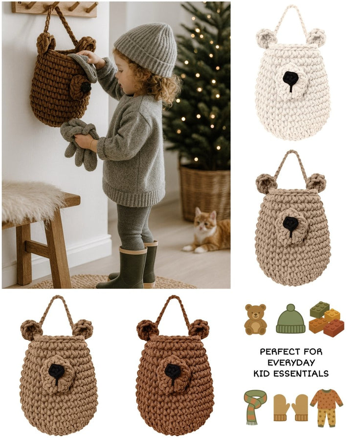 Crochet Hanging Bear Basket | TOFFEE - Zuri House