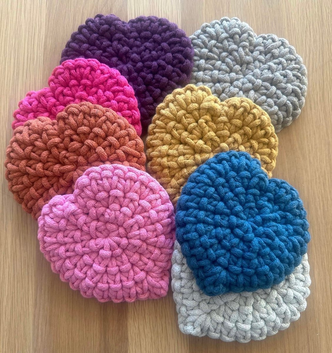 Crochet heart coasters | Colour options - Zuri House