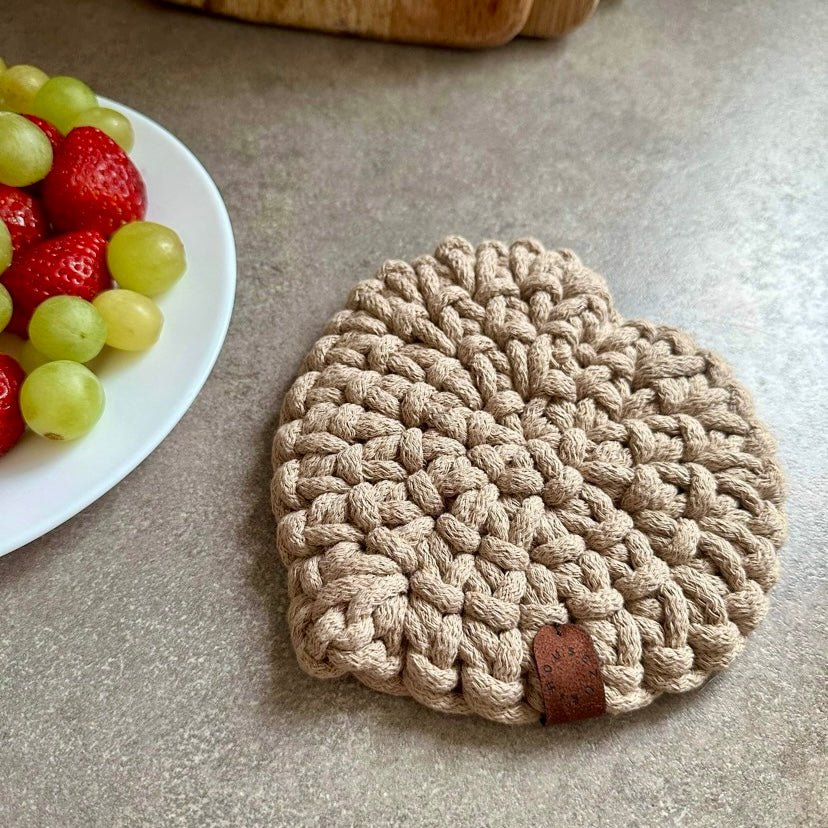 Crochet heart coasters | Colour options - Zuri House