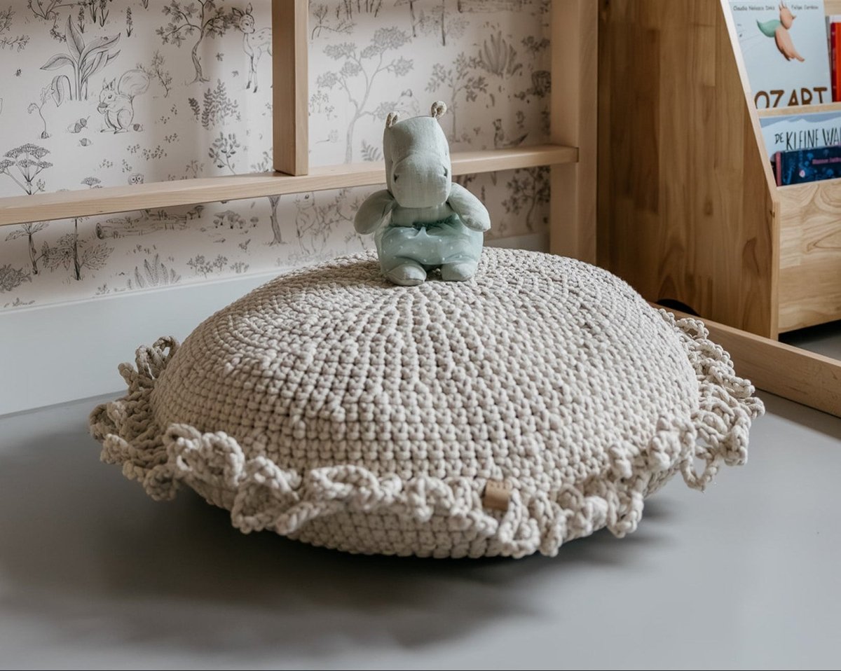 Crochet kids cushion FUN | BEIGE - Zuri House
