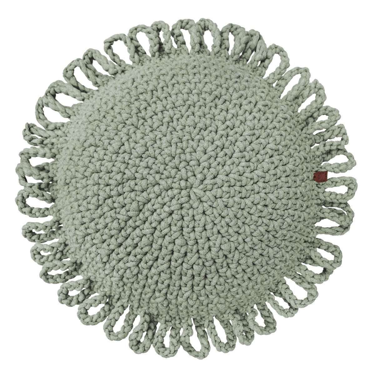 Crochet kids cushion FUN | LIGHT OLIVE - Zuri House