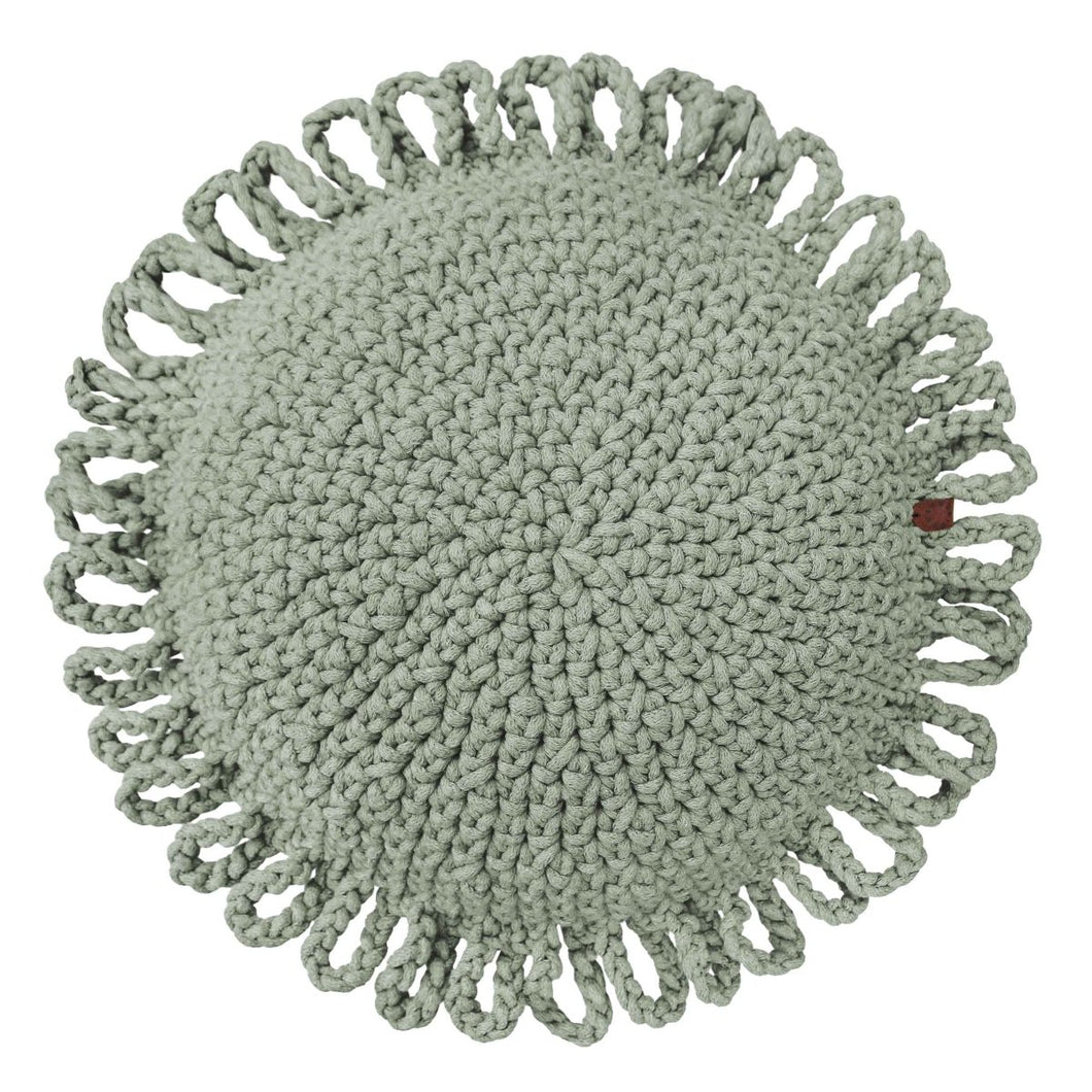 Crochet kids cushion FUN | LIGHT OLIVE - Zuri House