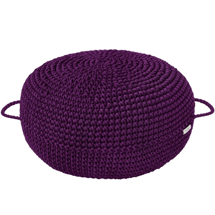Crochet ottoman | AUBERGINE - Zuri House