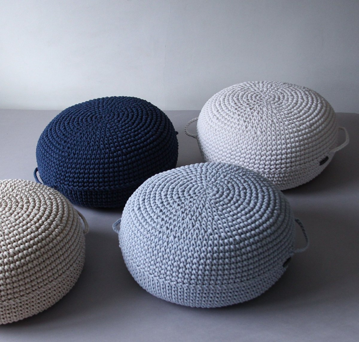 Crochet ottoman | BABY BLUE - Zuri House