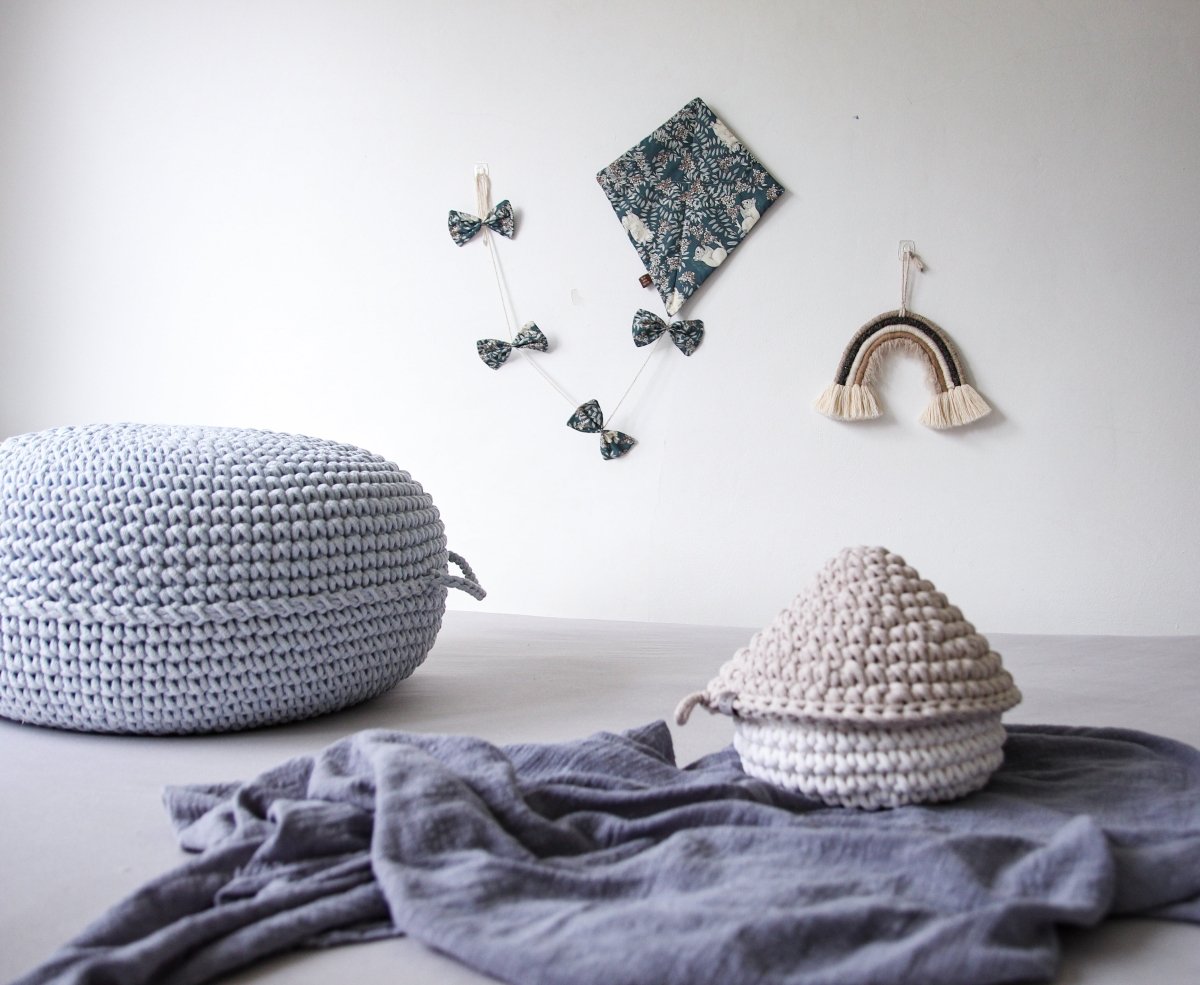 Crochet ottoman | BABY BLUE - Zuri House