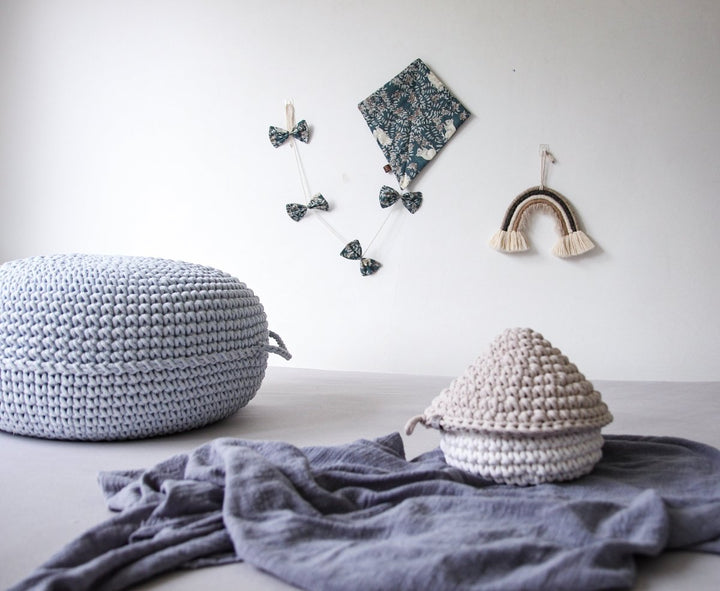 Crochet ottoman | BABY BLUE - Zuri House