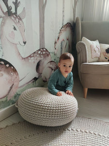 Crochet ottoman | BEIGE - Zuri House