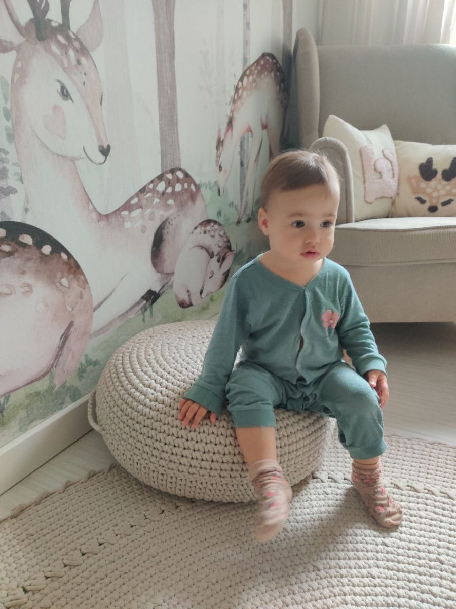 Crochet ottoman | BEIGE - Zuri House