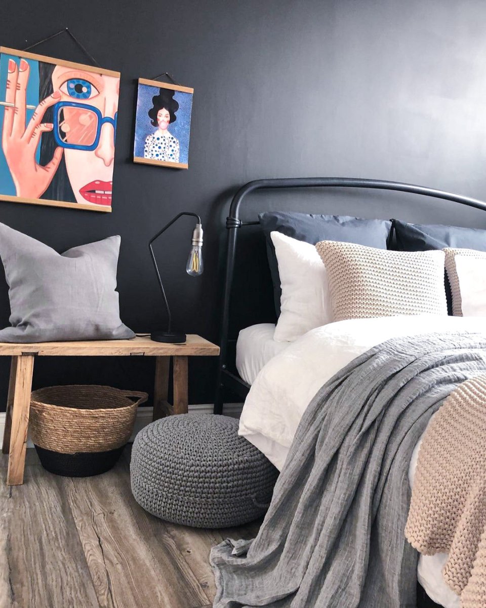 Crochet ottoman | DARK GREY - Zuri House