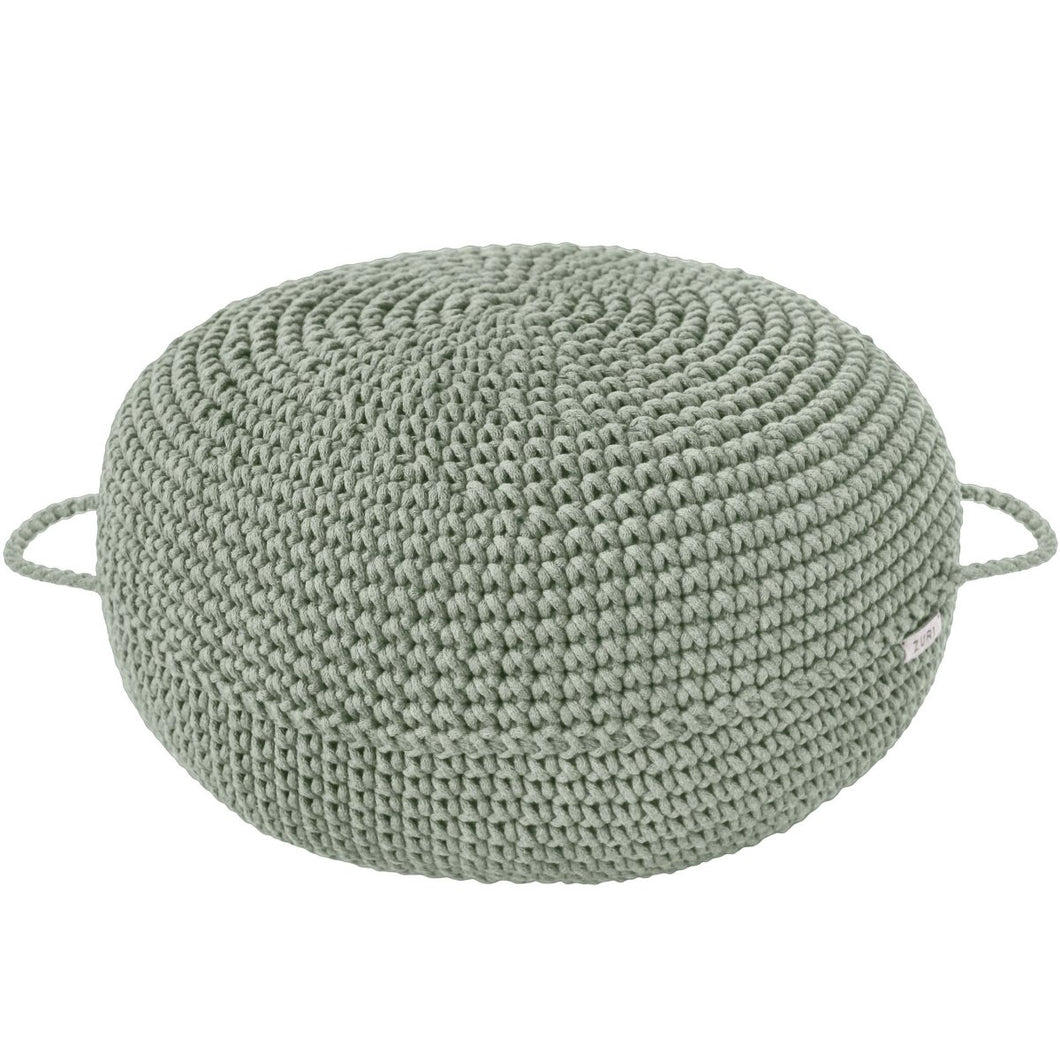 Crochet ottoman | LIGHT OLIVE - Zuri House