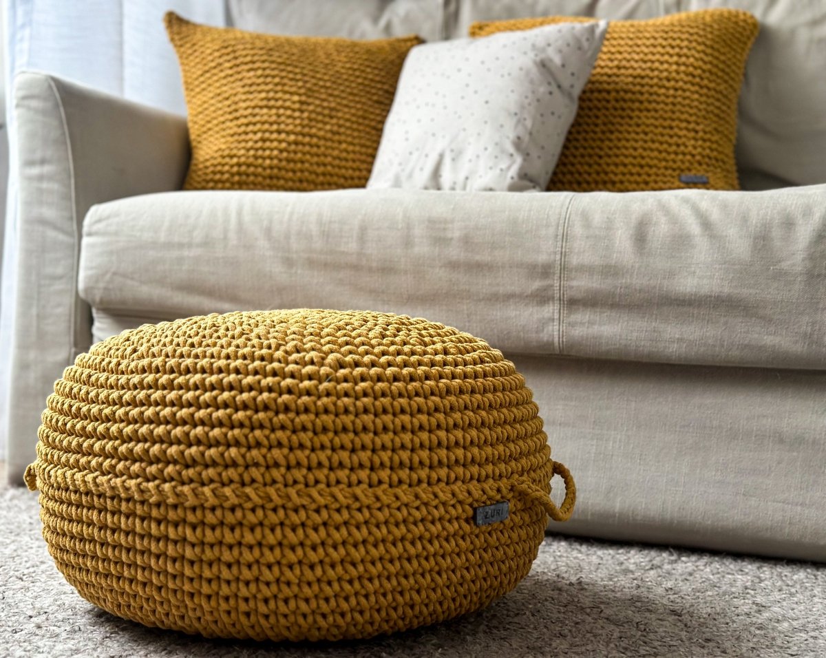 Crochet ottoman | MUSTARD - Zuri House
