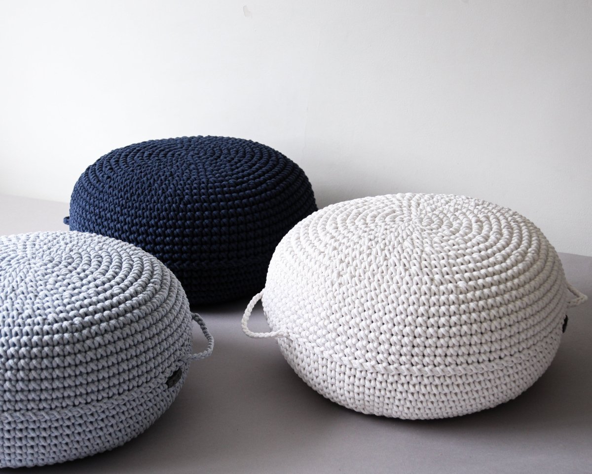 Crochet ottoman | NAVY BLUE - Zuri House