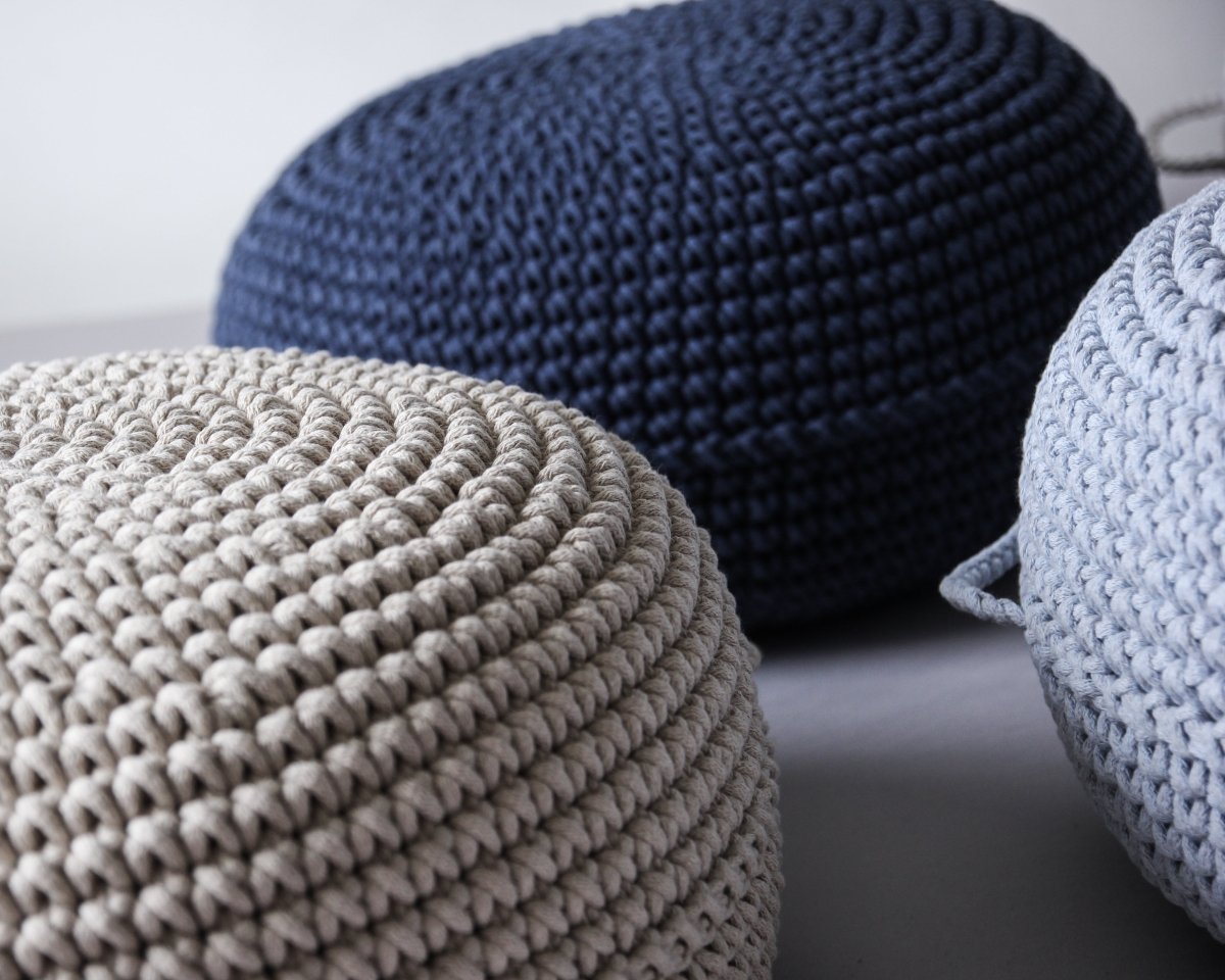 Crochet ottoman | NAVY BLUE - Zuri House