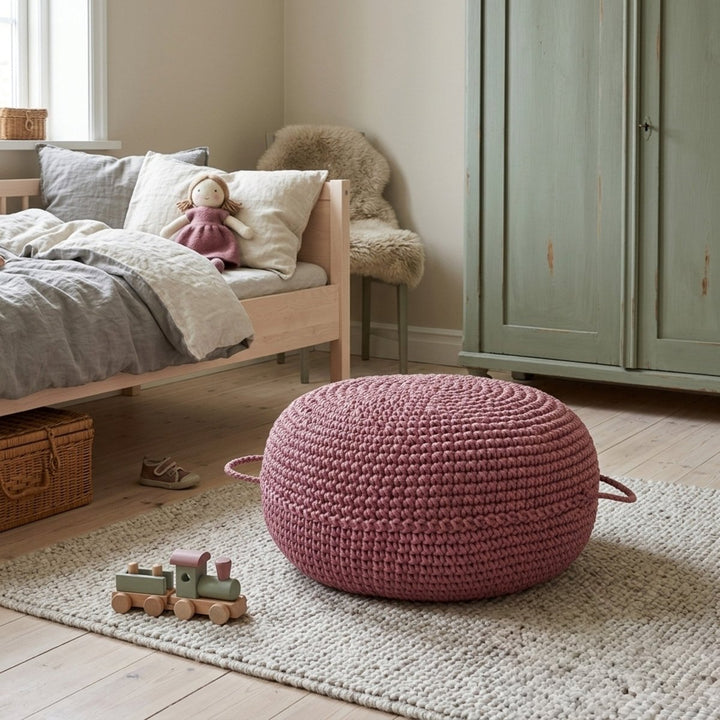 Crochet ottoman | OLD ROSE - Zuri House