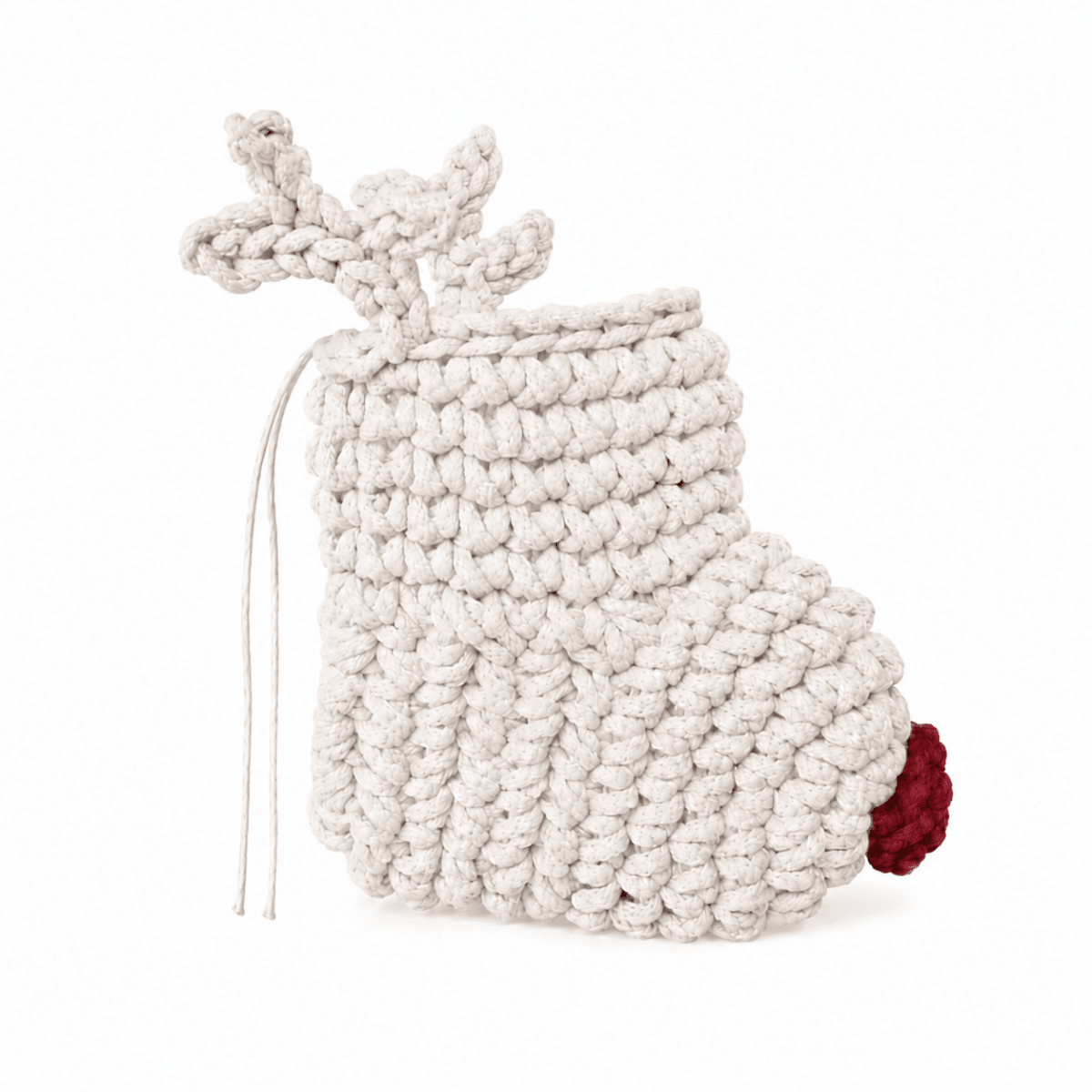 Crochet Reindeer Stocking | IVORY - Zuri House