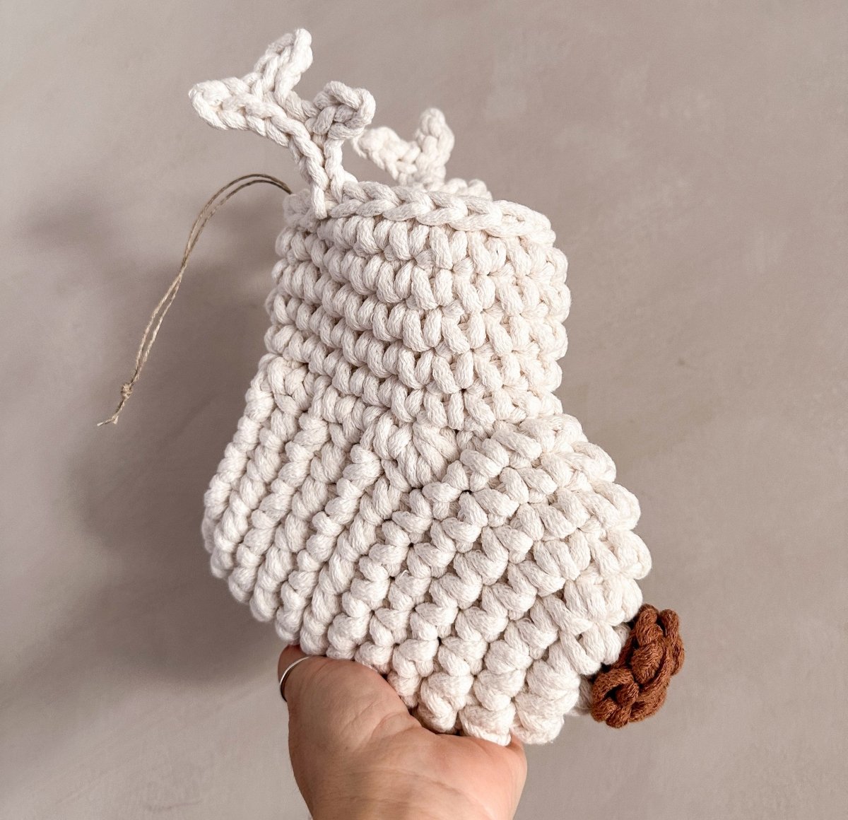 Crochet Reindeer Stocking | Ivory & Cinnamon Nose - Zuri House
