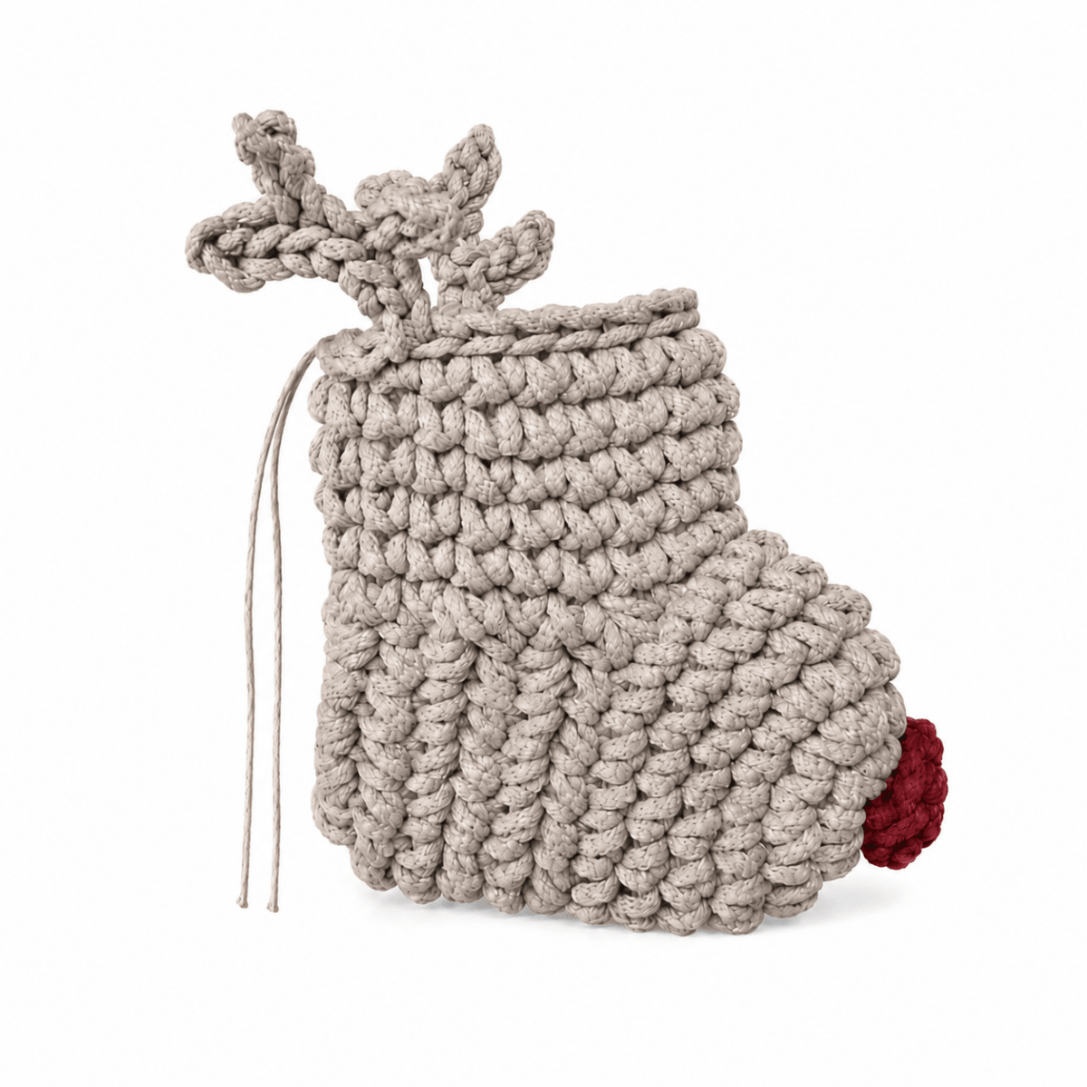 Crochet Reindeer Stocking | OATMEAL - Zuri House