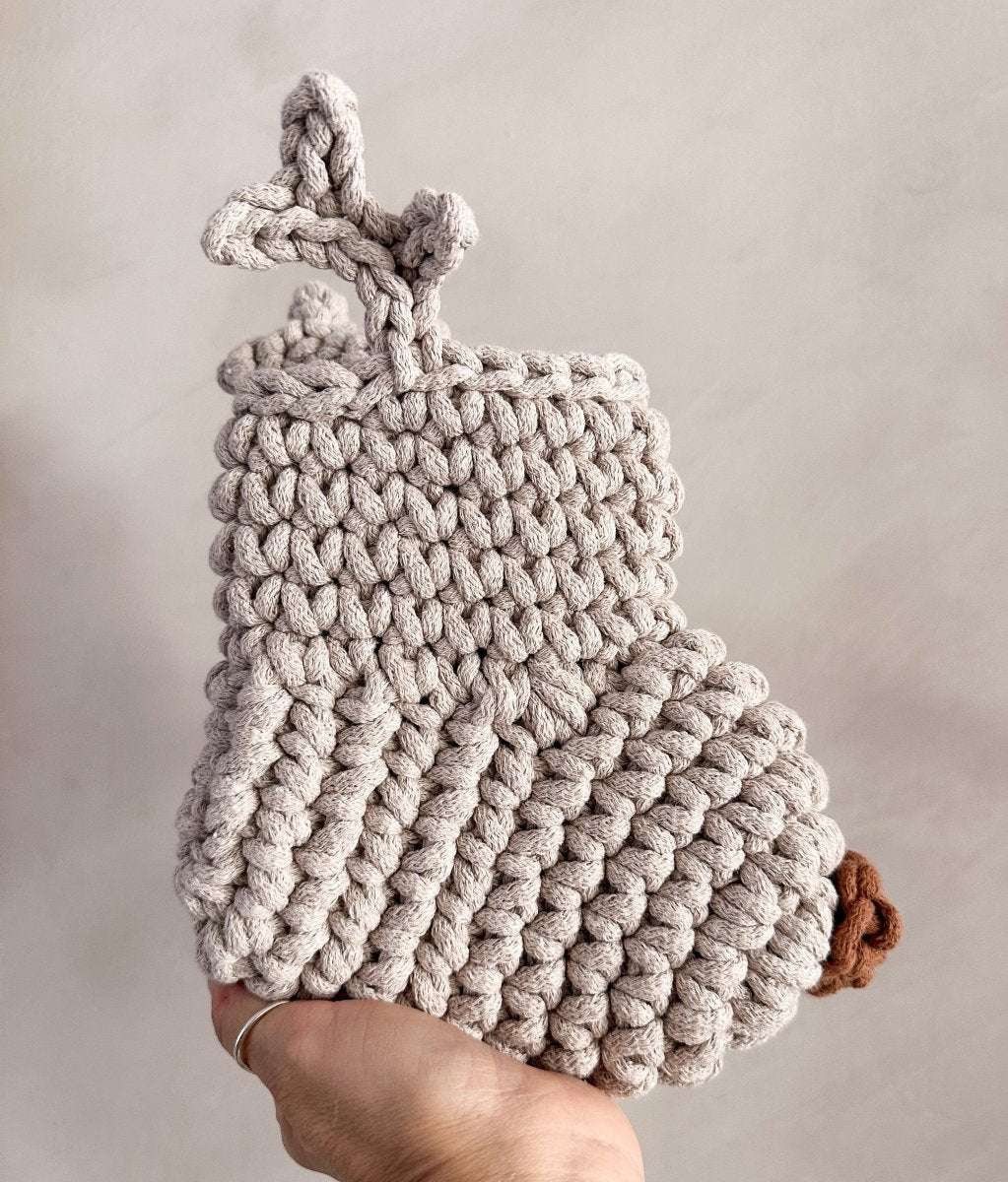 Crochet Reindeer Stocking | Oatmeal & Cinnamon Nose - Zuri House