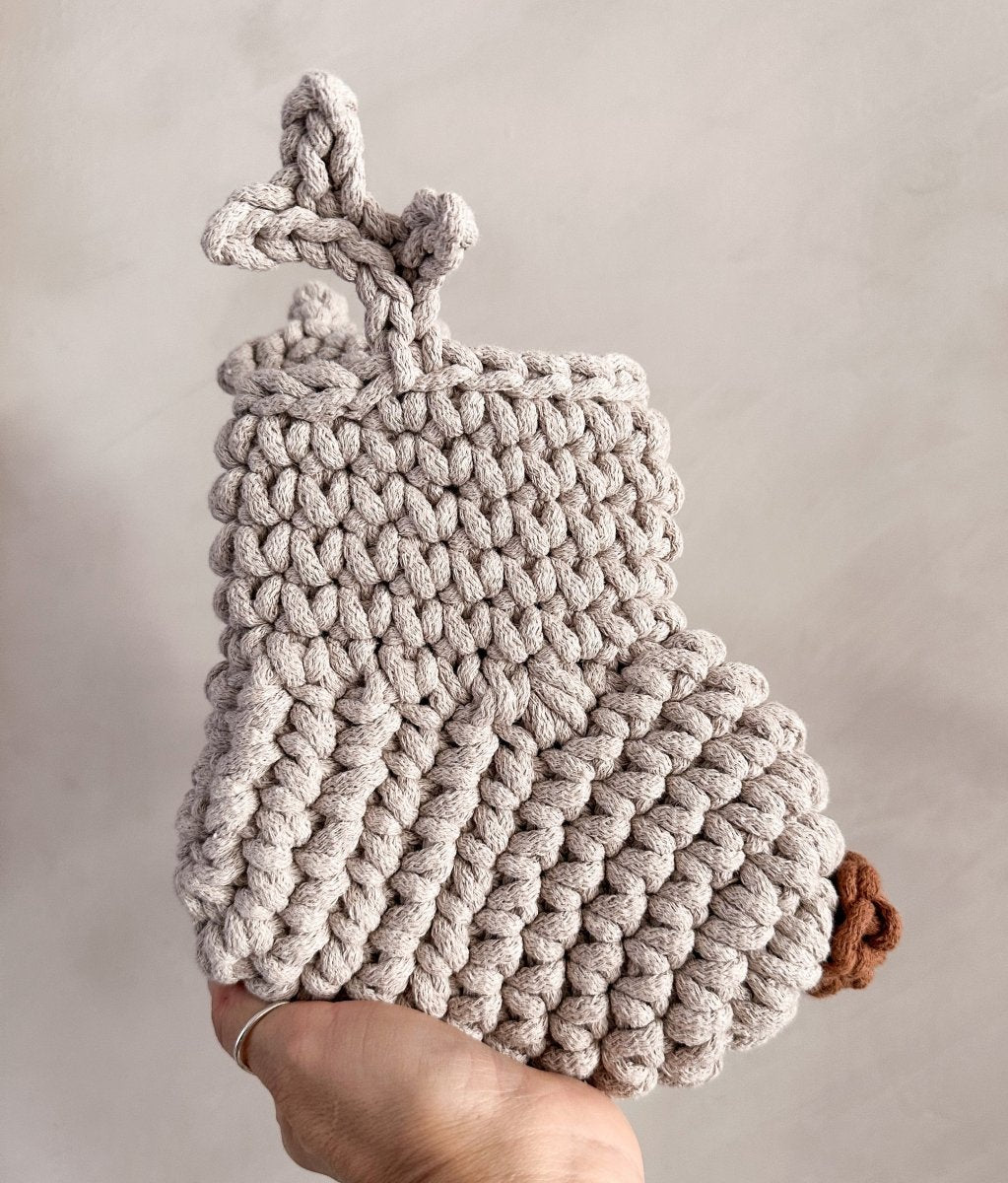 Crochet Reindeer Stocking | Oatmeal & Cinnamon Nose - Zuri House