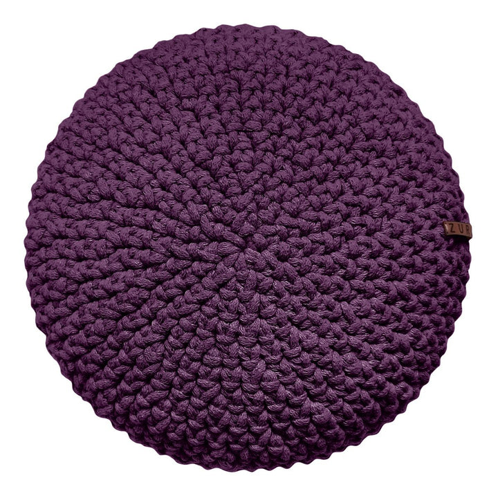Crochet round cushion | AUBERGINE - Zuri House