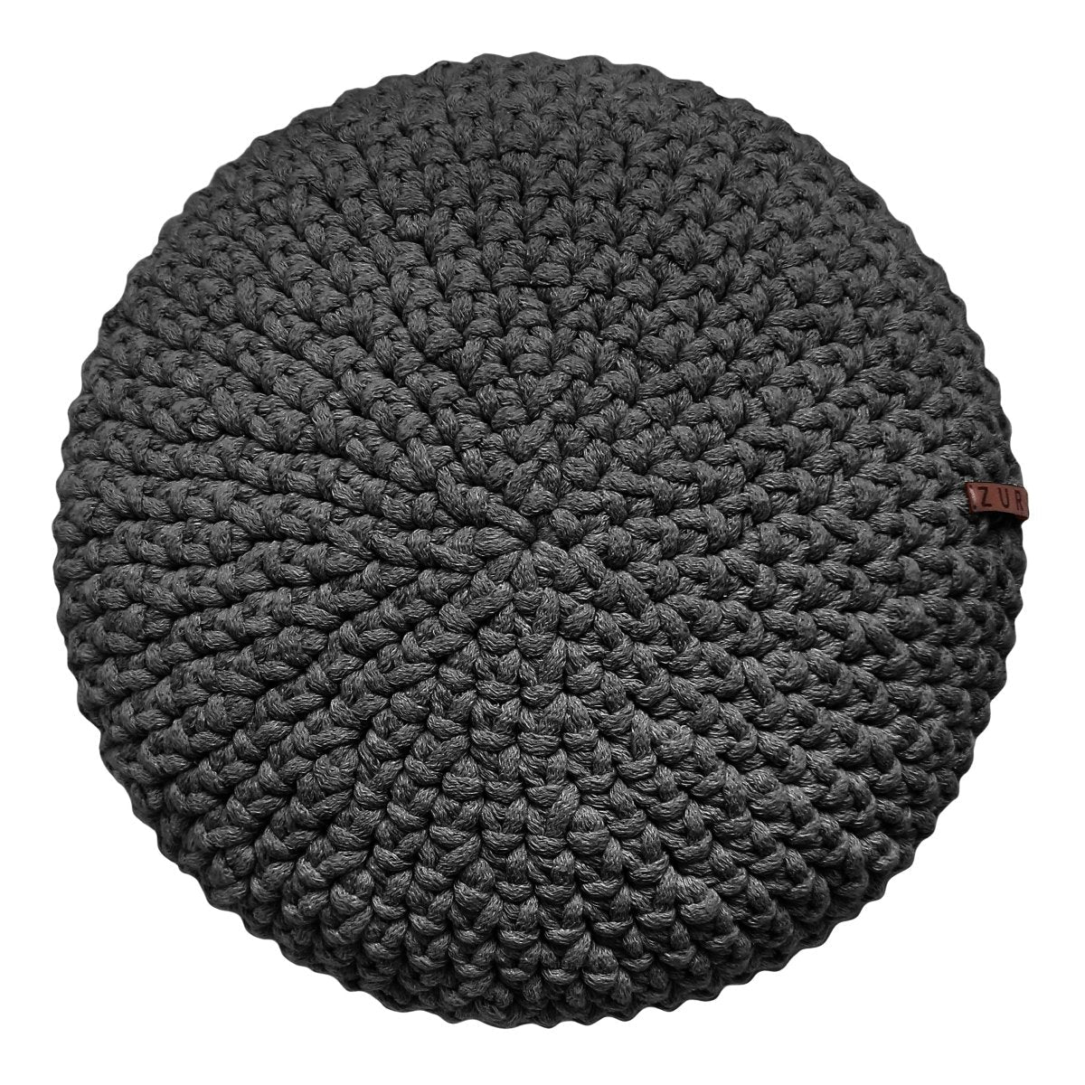 Crochet round cushion | CHARCOAL - Zuri House