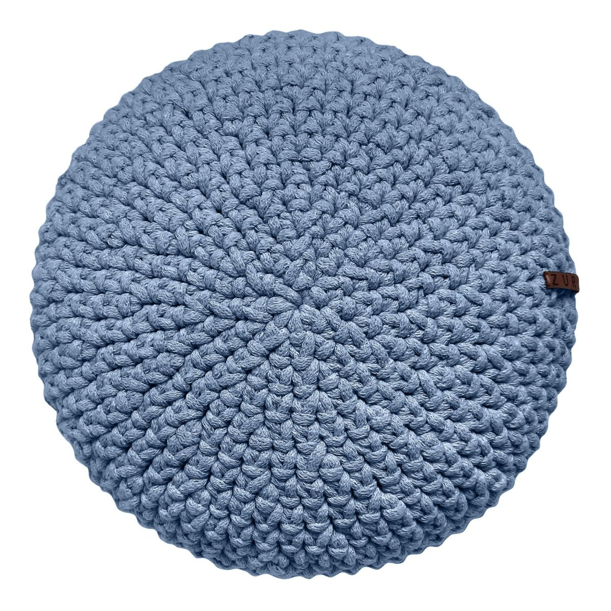 Crochet round cushion | LIGHT DENIM - Zuri House